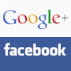 Logos of the social networks Google+ and Facebook