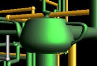 Newell's teapot in pipes screensaver