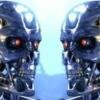Two terminators T-800 looking face to face